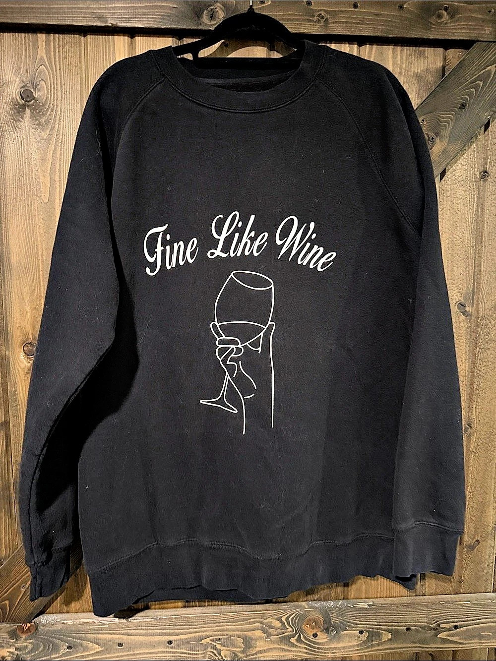 Brunette The Label Fine Like Wine Classic Crew Neck Sweatshirt Graphic